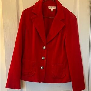 Conrad C/Concepta petite Scarlet Blazer with Hammered Silver Buttons